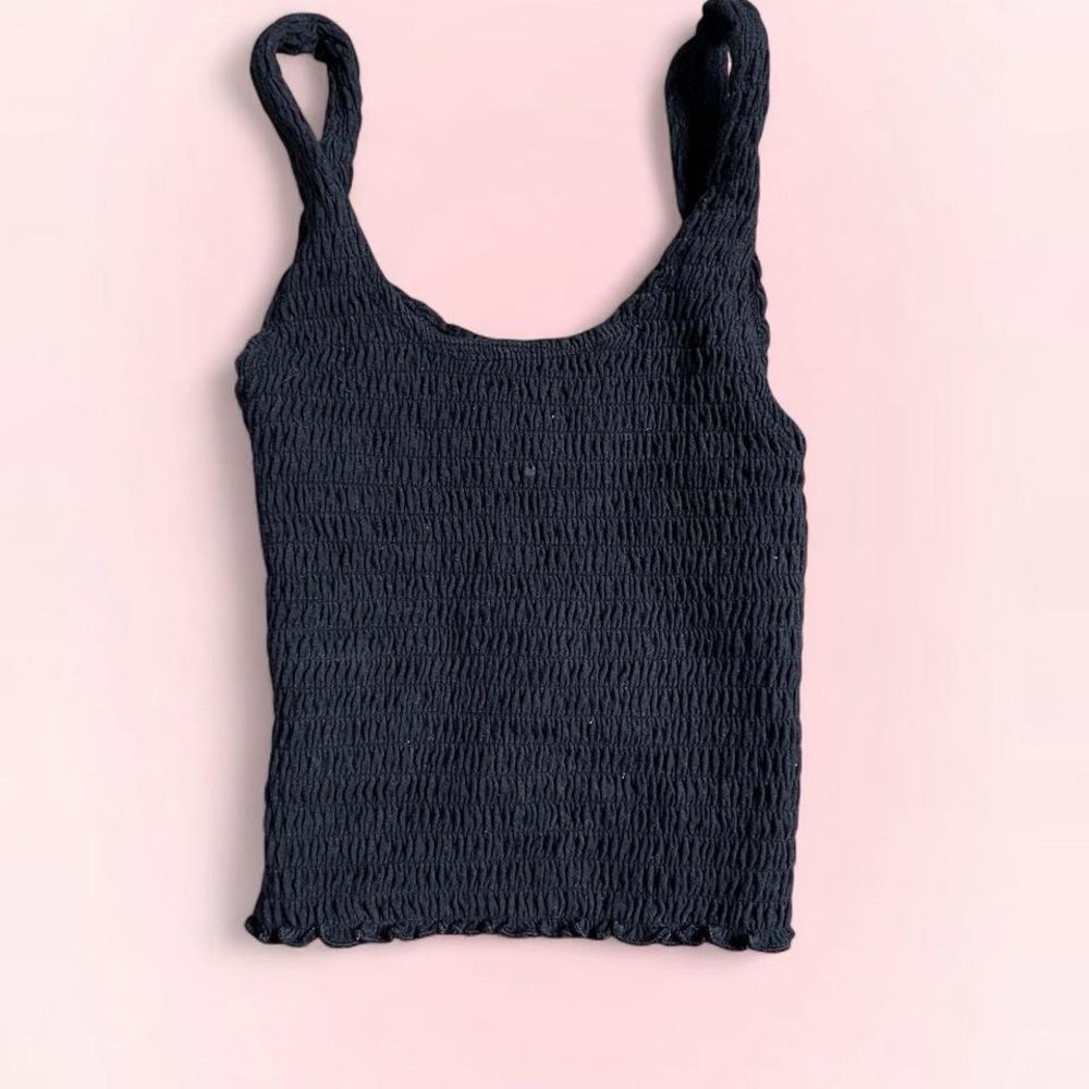 Black Ruched Hollister Fitted Tank Top